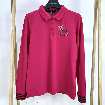 [행복한백화점][디즈니골프]소매 시보리 베이직 긴팔 카라 티셔츠 핫핑크 여성 DO1LTS016