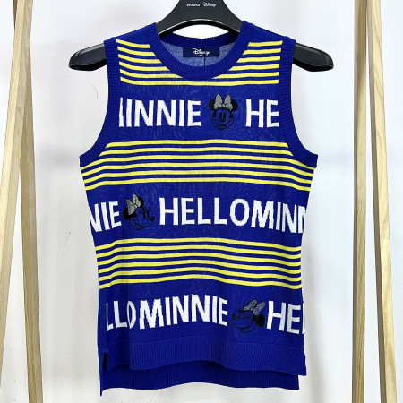 [행복한백화점][디즈니골프]미니 캐릭터 스트라이프 니트 조끼 베스트 로열블루 여성 DO1LKV006