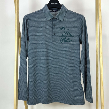 [행복한백화점][디즈니골프]스트라이프 로고 긴팔 카라 티셔츠 다크그린 남성 DO1MTS011