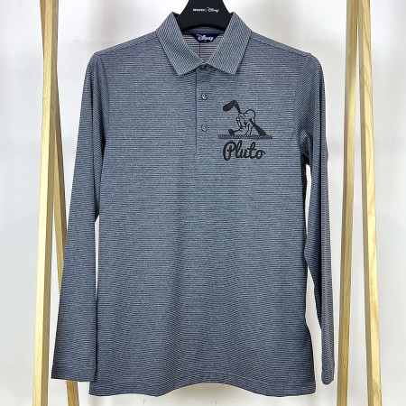 [행복한백화점][디즈니골프]스트라이프 로고 긴팔 카라 티셔츠 멜란지그레이 남성 DO1MTS011