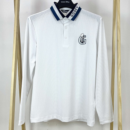 [행복한백화점][디즈니골프]카라배색 로고 긴팔 카라 티셔츠 화이트 남성 DO1MTS005