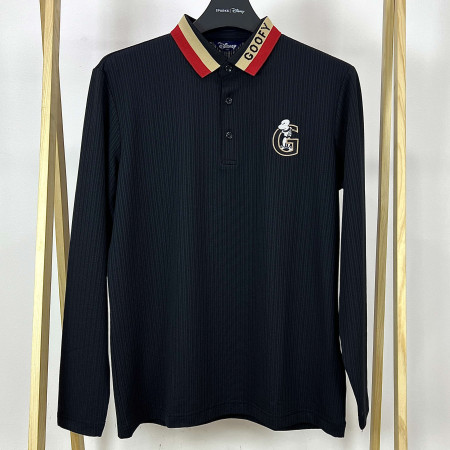 [행복한백화점][디즈니골프]카라배색 로고 긴팔 카라 티셔츠 블랙 남성 DO1MTS005