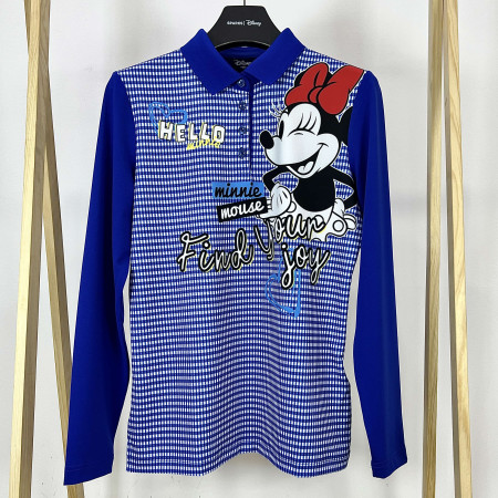 [행복한백화점][디즈니골프]체크 캐릭터 포인트 긴팔 카라 티셔츠 로열블루 DO1LTS005