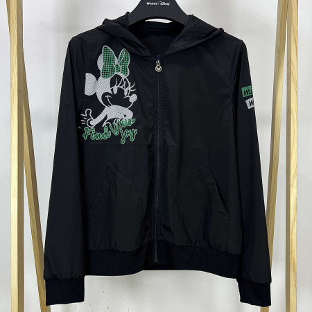 [행복한백화점][디즈니골프]등판 매쉬 배색 후드 집업 점퍼 블랙 여성 DO1LJB008