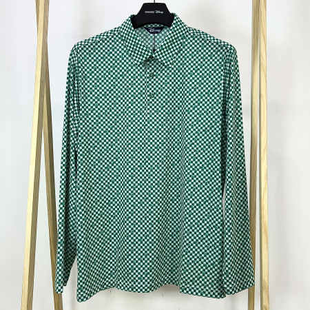 [행복한백화점][디즈니골프]SS 체커보드 패턴 냉감 카라 긴팔 티셔츠 그린 남성 DO1MTS013