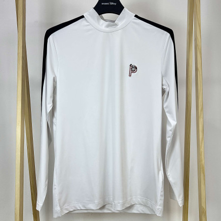 [행복한백화점][디즈니골프]소매 라인 배색 반목 긴팔 티셔츠 화이트 남성 DO1MTS008