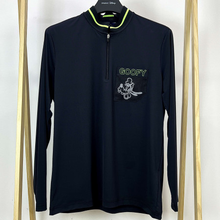 [행복한백화점][디즈니골프]소매냉감 반집업 긴팔 티셔츠 블랙 남성 DO1MTS007