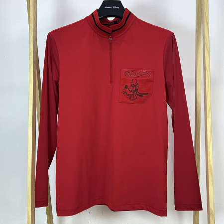 [행복한백화점][디즈니골프]소매냉감 반집업 긴팔 티셔츠 레드 남성 DO1MTS007