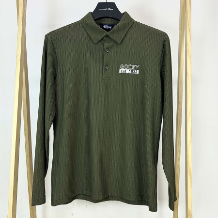 [행복한백화점][디즈니골프]백라인 로고 엠보 긴팔 카라 티셔츠 카키 남성 DO1MTS006