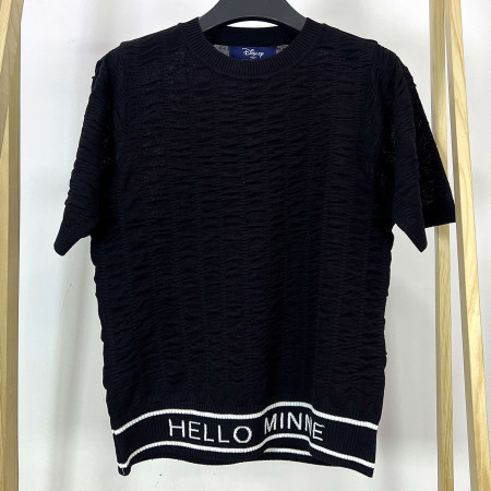 [행복한백화점][디즈니골프]SS 밑단레터링 반팔 니트 티셔츠 블랙 여성 DO1LKT009