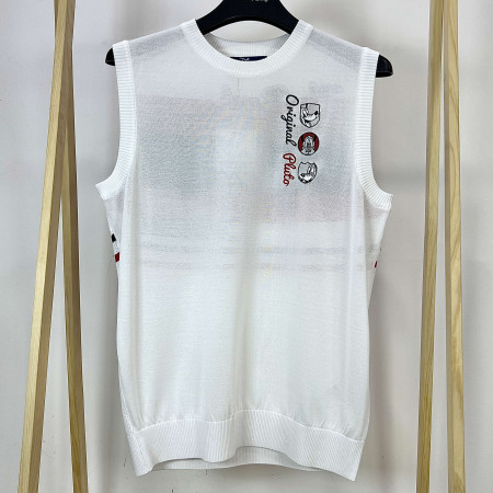 [행복한백화점][디즈니골프]등판 캐릭터 라운드 니트 조끼 베스트 화이트 남성 DO1MKV005