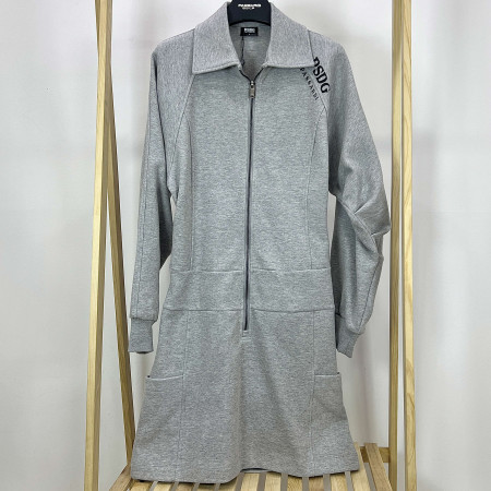 [행복한백화점][파사디]소매셔링 카라 집업 면 원피스 멜란지그레이 여성 P24STO146M