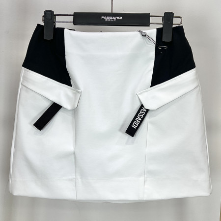 [행복한백화점][파사디]오비 배색 H라인 스커트 화이트 여성 치마 P24SSK533X