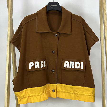 [행복한백화점][파사디]크롭 오픈카라 베스트 라이트브라운 여성 조끼 P24STV147M