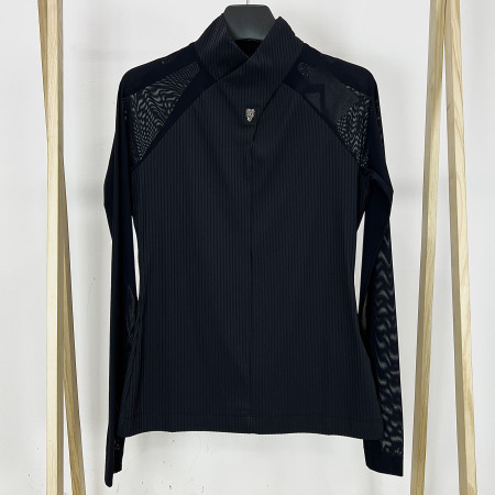 [행복한백화점][파사디]홀터넥형태 메쉬배색 긴팔 티셔츠 블랙 여성 P24STP105X