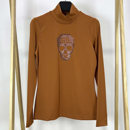 [행복한백화점][파사디]핫픽스포인트 변형하이넥 긴팔 티셔츠 오렌지카멜 여성 P24STP106X