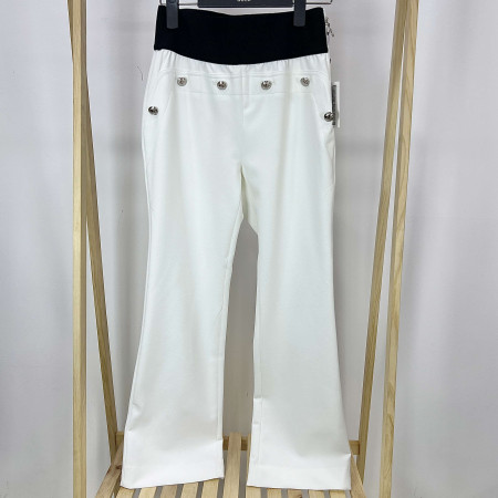 [행복한백화점][파사디]단추포인트 허리밴딩 부츠컷 팬츠 화이트 여성 바지 P24SSL504M