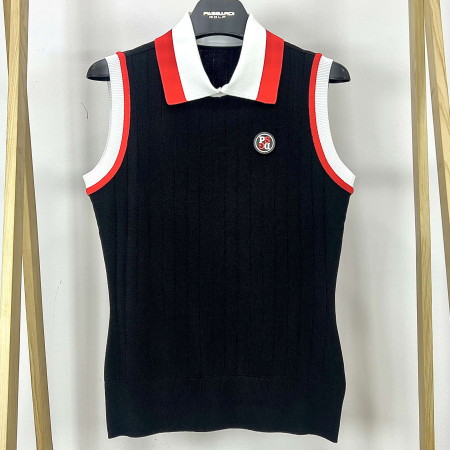 [행복한백화점][파사디]골지 스텐에리 민소매 니트 티셔츠 블랙 여성 P24MKS394M