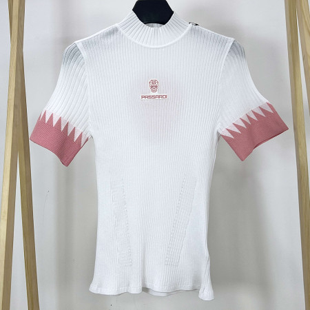 [행복한백화점][파사디]소매배색 반목 골지 니트 티셔츠 화이트 여성 P24MKP361X