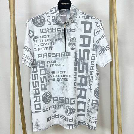 [행복한백화점][파사디]전체 패턴 반집업 반팔 티셔츠 화이트 남성 Q24MTP056X