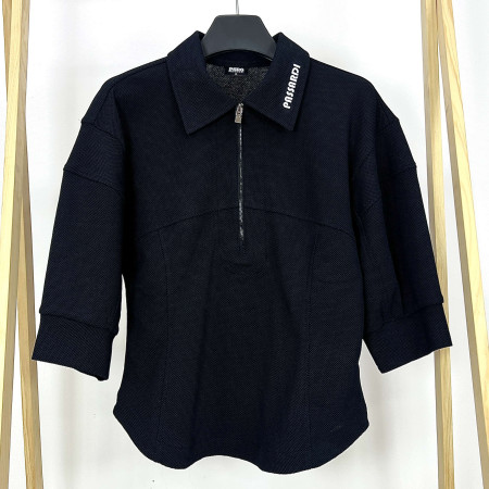 [행복한백화점][파사디]레이어드 반집업 카라 티셔츠 블랙 여성 P24MTY166M