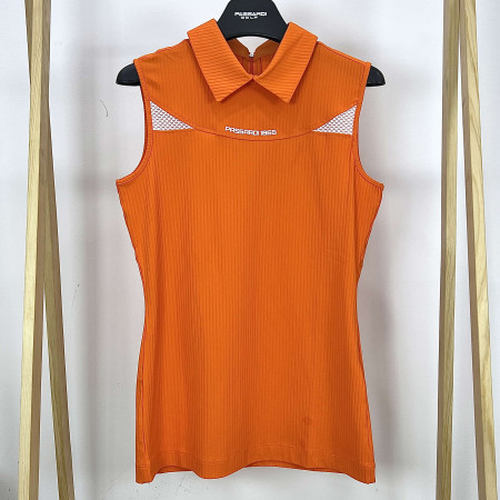 [행복한백화점][파사디]메쉬 절개 포인트 민소매 카라 티셔츠 오렌지 여성 P24MTL190X