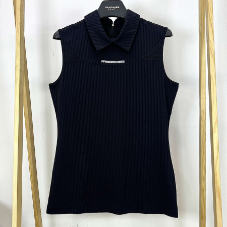 [행복한백화점][파사디]메쉬 절개 포인트 민소매 카라 티셔츠 블랙 여성 P24MTL190X