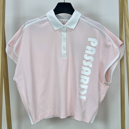 [행복한백화점][파사디]배색 랍빠 가오리핏 반팔 카라 티셔츠 라이트핑크 여성 P24MTT173M