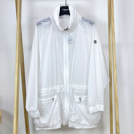 [행복한백화점][파사디]후드내장형 루즈핏 하프 점퍼 화이트 여성 P24SWJ701M