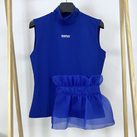 [행복한백화점][파사디]셔링장식 반목 민소매 나시 티셔츠 코발트 여성 P24MTL186M