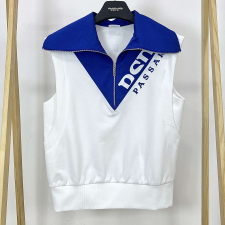 [행복한백화점][파사디]윙카라 집업 나시 베스트 화이트 여성 조끼 P24MTV195M