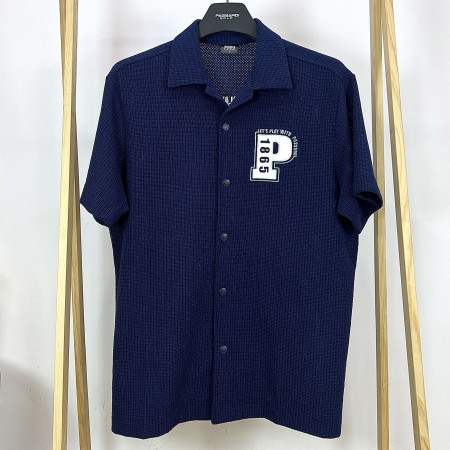 [행복한백화점][파사디]2도 자카드 제에리 셔츠형 티셔츠 다크네이비 남성 Q24MTY068M