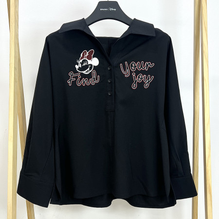 [행복한백화점][디즈니골프]오픈형 카라 등판 주름 가오리핏 셔츠 블랙 여성 DO1LSH022