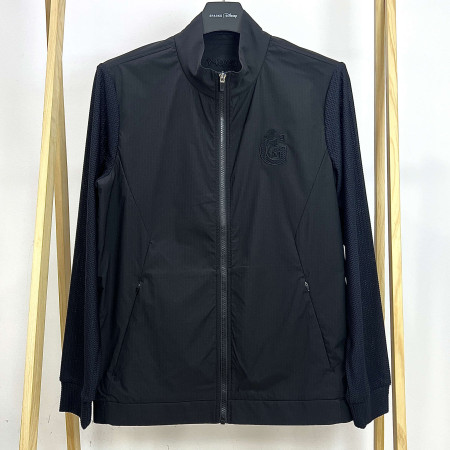 [행복한백화점][디즈니골프]소매배색 슬림핏 하프넥 집업 점퍼 블랙 남성 점퍼 DO1MJP002