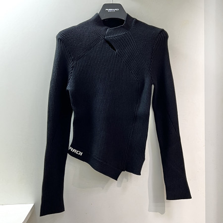 [행복한백화점][파사디]트임포인트 골조직 긴팔 니트 티셔츠 블랙 여성 P24FKP321X