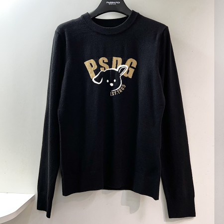 [행복한백화점][파사디]로고 인타샤 라운드넥 긴팔 니트 블랙 여성 P24FKP311M