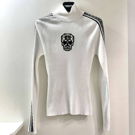 [행복한백화점][파사디]래글런 로고 자카드 모크넥  골지 니트 티셔츠 화이트 여성 P24FKP313S