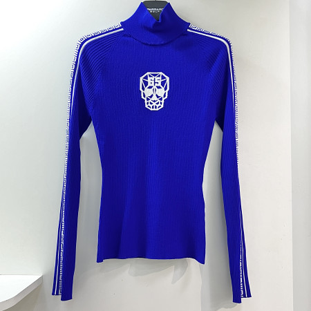 [행복한백화점][파사디]래글런 로고 자카드 모크넥 골지 니트 티셔츠 코발트블루 여성 P24FKP313S