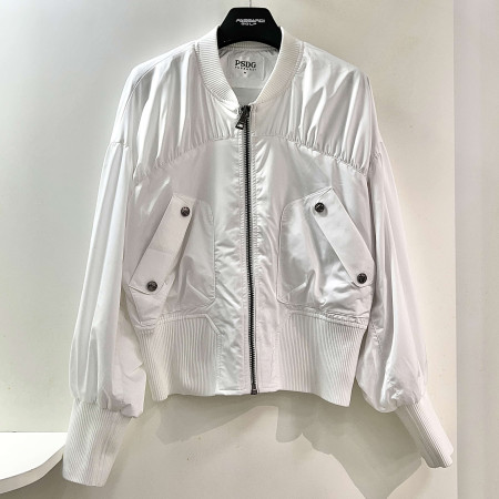 [행복한백화점][파사디]셔링 포인트 시보리 숏기장 점퍼 화이트 여성 간절기 자켓 P24FWJ701M