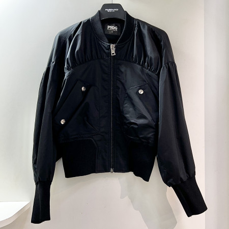 [행복한백화점][파사디]셔링 포인트 시보리 숏기장 점퍼 블랙 여성 간절기 자켓 P24FWJ701M