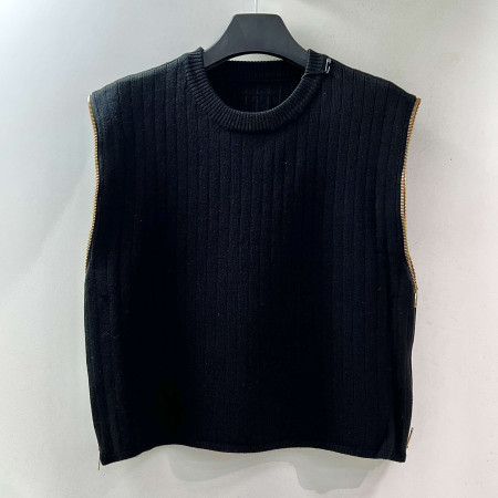 [행복한백화점][파사디]사이드 지퍼장식 니트 베스트 블랙 여성 조끼 P24FKV343X