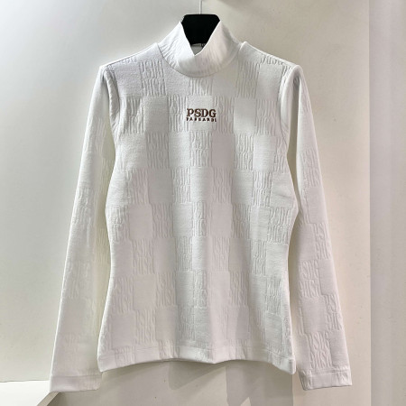 [행복한백화점][파사디]간절기 코트나 자카드 반목 긴팔 티셔츠 화이트 여성 P24FTP103M