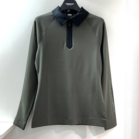 [행복한백화점][파사디]간절기 카라배색 긴팔 티셔츠 카키 여성 P24FTY131X