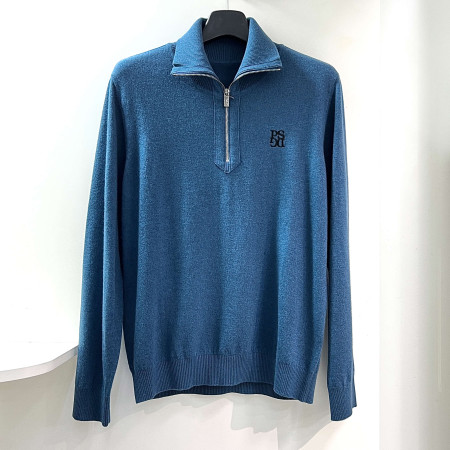 [행복한백화점][파사디]간절기 윙에리 반집업 긴팔 니트 터키블루 남성 Q24FKP217X