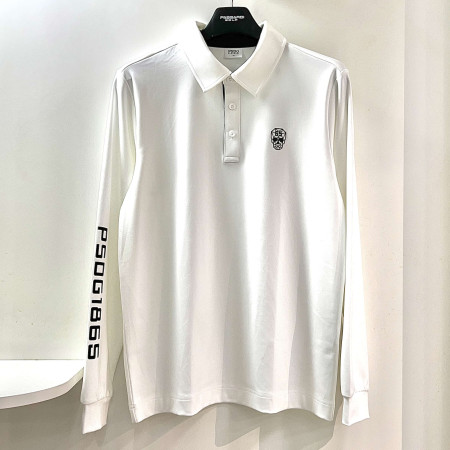 [행복한백화점][파사디]간절기 시보리 긴팔 카라 티셔츠 화이트 남성 Q24FTY033X