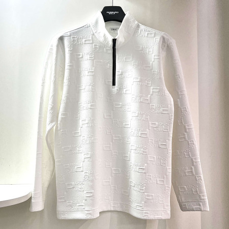 [행복한백화점][파사디]로고패턴 자카드 반집업 긴팔 티셔츠 화이트 남성 Q24FTP002X