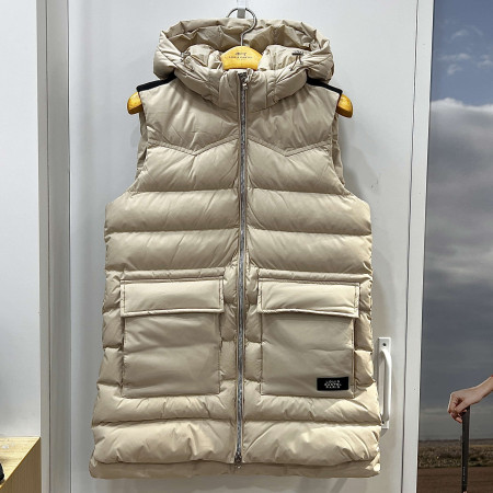 [행복한백화점][루이까스텔]FW 롱기장 후드 패딩 조끼 베이지 여성 7LDJP909