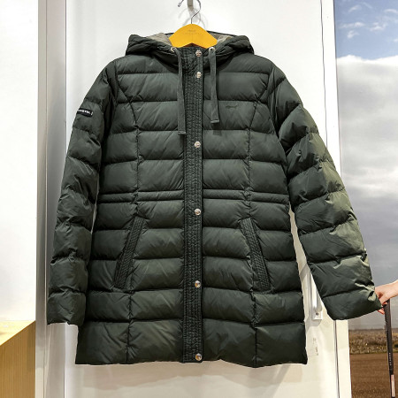 [행복한백화점][루이까스텔]히든지퍼 롱기장 후드 볼패딩 점퍼 카키 여성 겨울 7LDJP906