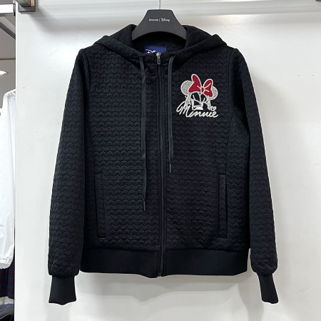 [행복한백화점][디즈니골프]패턴 엠보싱 후드 집업 점퍼 블랙 여성 DO3LTJ011