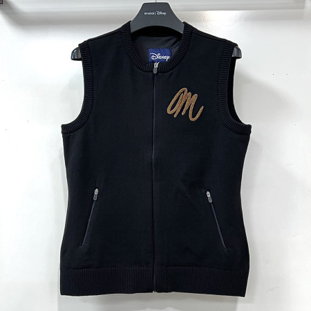 [행복한백화점][디즈니골프]라운드넥 풀집업 방풍 니트 조끼 블랙 여성 DO3LKV004